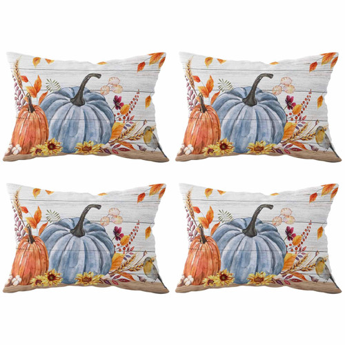 Blue Pumpkin Thanksgiving Throw Pillows Pillow Covers for Couch 12x20 Set of 4 Outdoor/Indoor Linen Throw Pillow Covers Decorative Cushion Case Pillow Cases for Sofa Car Bedroom, Fall Maple Leaf Wood Blue Pumpkin Thanksgiving Throw Pillows Pillow Covers for Couch 12x20 Set of 4 Outdoor/Indoor Linen Throw Pillow Covers Decorative Cushion Case Pillow Cases for Sofa Car Bedroom, Fall Maple Leaf Wood