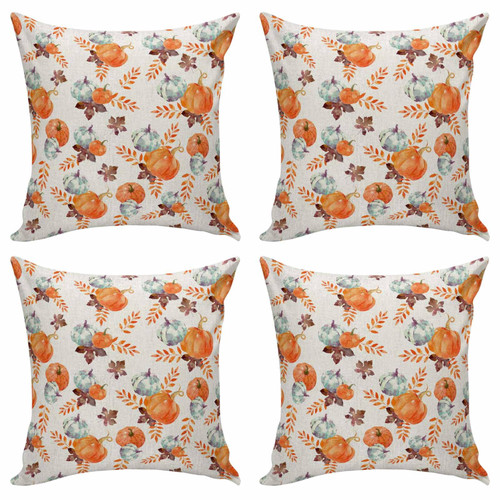 Thanksgiving Pumpkin Maple Leaf Throw Pillows Pillow Covers for Couch 18x18 Set of 4 Outdoor Linen Throw Pillow Covers Decorative Cushion Case Pillow Cases for Sofa Bed, Farmhouse Watercolor Linen Thanksgiving Pumpkin Maple Leaf Throw Pillows Pillow Covers for Couch 18x18 Set of 4 Outdoor Linen Throw Pillow Covers Decorative Cushion Case Pillow Cases for Sofa Bed, Farmhouse Watercolor Linen