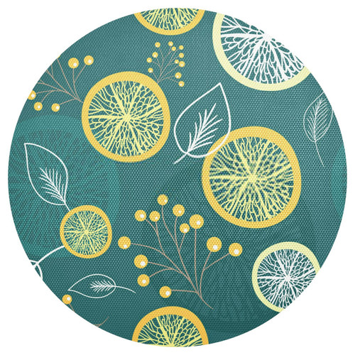 Lemon Slice Leaves Placemats Washable Round Placemats for Dining Table Place Mats Table Mats for Kitchen Heat Resistant Placemats for Round Kitchen Table Indoor Home Outdoor Placemats Mat