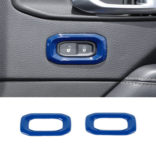 RT-TCZ Door Lock Switch Button Trim Cover ABS for Jeep Wrangler JL JLU 2018-2022 & JT Gladiator Interior Accessories Decoration Sahara Rubicon Sport Blue