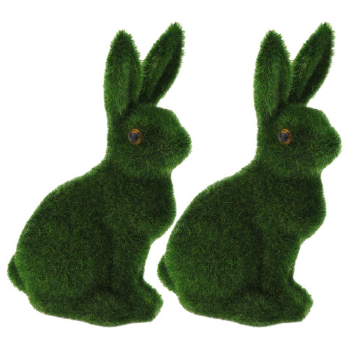 Veemoon Easter Moss Rabbit Statue, Easter Furry Flocked Bunny Standing Rabbit Artificial Turf Grass Bunny Flocked Animal Figurines Ornament for Easter Party Garden Yard Decoration Veemoon Easter Moss Rabbit Statue, Easter Furry Flocked Bunny Standing Rabbit Artificial Turf Grass Bunny Flocked Animal Figurines Ornament for Easter Party Garden Yard Decoration