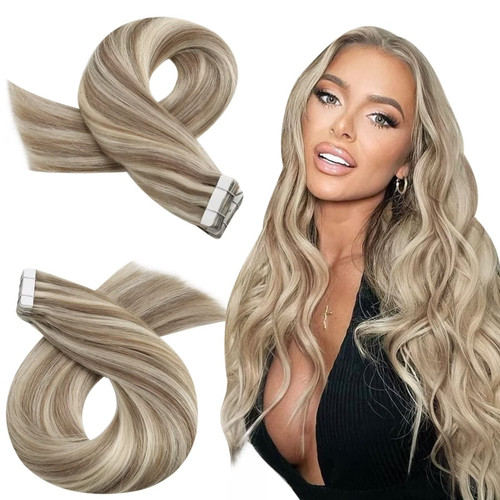 Moresoo Tape in Human Hair Extensions Blonde Tape in Extensions Light Brown Mix with Platinum Blonde Hair Extensions Real Human Hair Tape in Blonde Hair Extensions 20 Inch #P9A/60 20pcs 50g Moresoo Tape in Human Hair Extensions Blonde Tape in Extensions Light Brown Mix with Platinum Blonde Hair Extensions Real Human Hair Tape in Blonde Hair Extensions 20 Inch #P9A/60 20pcs 50g