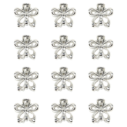 YISSION 12PCS Small Flower Hair Clips for Women Girls Cute Hair Barrettes Metal Hair Claw Clips Tiny Flower Hair Clips for Thin Thick Hair Mini Silver Flower Claw Clips Hair Accessories for Women Girls
