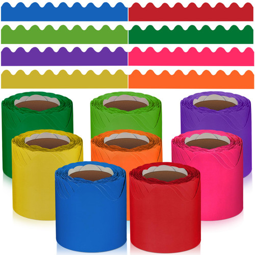 8 Rolls Scalloped Bulletin Board Borders - 262.4 Feet Colorful Classroom Bulletin Board Borders - Bulletin Board Decorations for Classroom School Wall Bulletin Board Decor 8 Rolls Scalloped Bulletin Board Borders - 262.4 Feet Colorful Classroom Bulletin Board Borders - Bulletin Board Decorations for Classroom School Wall Bulletin Board Decor