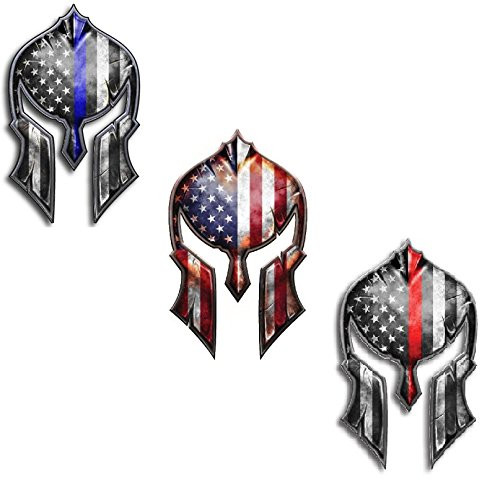 3 Pack Molon Labe TBL TRL USA Sticker Spartan Helmet Decal American Police Firefighter Cops Gladiator