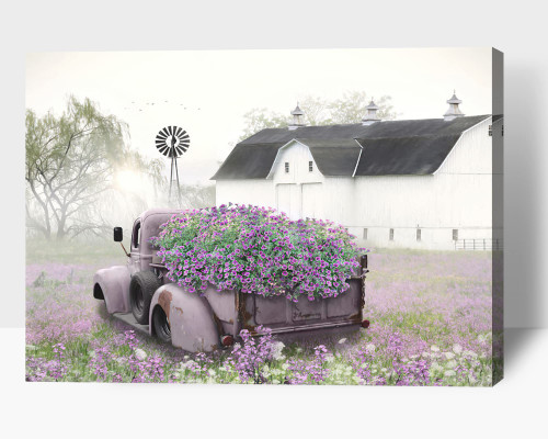 Rustic Barn Pictures Wall Art, Old Truck Canvas Print for Farmhouse Wall Decor, Modern Vintage Car Wall Art, Flower Sea & Pink Truck Painting Framed Artwork for Home - Farm Wall Decor (12x18 Inches) Rustic Barn Pictures Wall Art, Old Truck Canvas Print for Farmhouse Wall Decor, Modern Vintage Car Wall Art, Flower Sea & Pink Truck Painting Framed Artwork for Home - Farm Wall Decor (12x18 Inches)