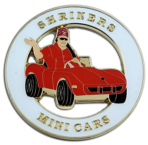 Shriners Mini Masonic Round White & Red Masonic Auto Emblem - 3" Diameter