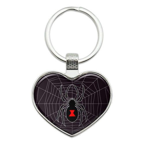 GRAPHICS & MORE Black Spider on Web Keychain Heart Love Metal Key Chain Ring