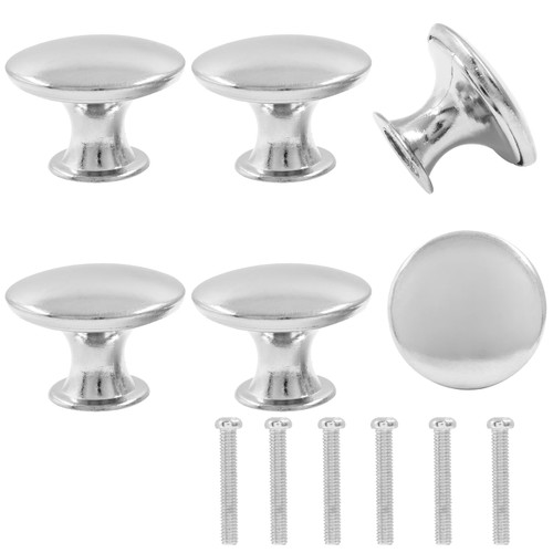 Biaungdo 6 Pcs Kitchen Cabinet Knobs,Round Antique Dresser Knobs Kitchen Drawer Knobs Zinc Alloy Cupboard Door Knobs Dresser Drawer Handle Pulls Hardware for Cabinet with Screws&Screwdriver(Silver)