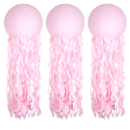 Jellyfish Paper Lantern Hanging Decoration, UNIIDECO Jelly Fish Mermaid Decor for Party, Under The Sea Mermaid Birthday Party Supplies, Ocean Theme Classroom Decorations (Pink)