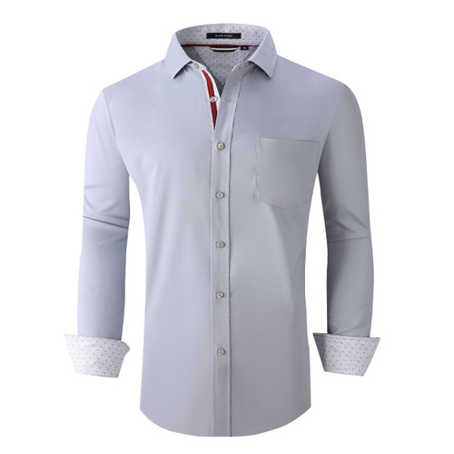 Alex Vando Mens Dress Shirts Wrinkle Free Regular Fit Stretch Bamboo Button Down Shirt,Silver,XL Alex Vando Mens Dress Shirts Wrinkle Free Regular Fit Stretch Bamboo Button Down Shirt,Silver,XL