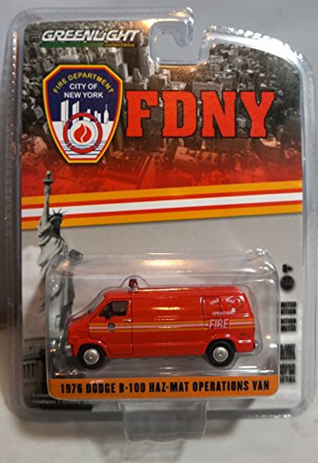 1976 DODGE B-100 HAZ-MAT OPERATIONS VAN - 2015 Greenlight Collectibles City of New York Fire Department 1:64 Scale Limited Edition Die-Cast Vehicle 1976 DODGE B-100 HAZ-MAT OPERATIONS VAN - 2015 Greenlight Collectibles City of New York Fire Department 1:64 Scale Limited Edition Die-Cast Vehicle