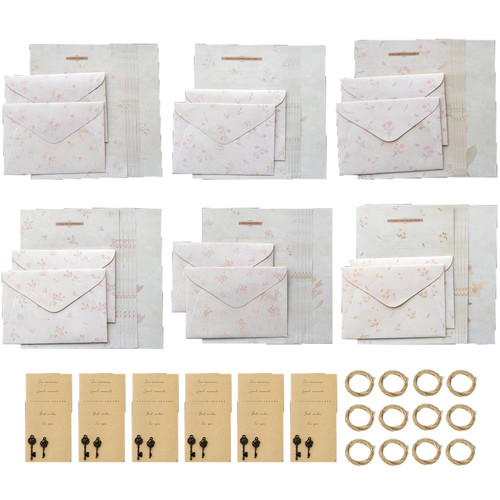 78 Pcs Stationary Writing Paper and Envelopes Set, 36 Sheet Floral Letter Paper 12 Pcs Matching Envelopes Fresh Flower Stationery Lined Writing Paper for Girls Office School Supplies 6 Styles