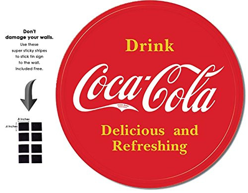 Shop72- Tin Signs Coke Cola Button Logo Retro Tin Sign Vintage Tin Signs