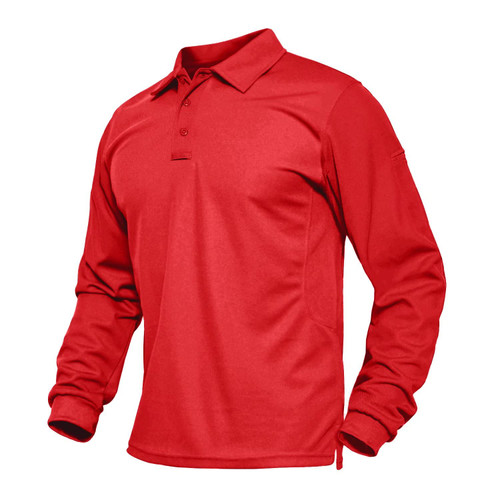 BIYLACLESEN Tactical Polo Shirt Men Pique Polo Shirts for Men Quick Dry Golf Solid Polo Active Shirt Warm Shirts for Men Tactical Military Shirt Tomato Red