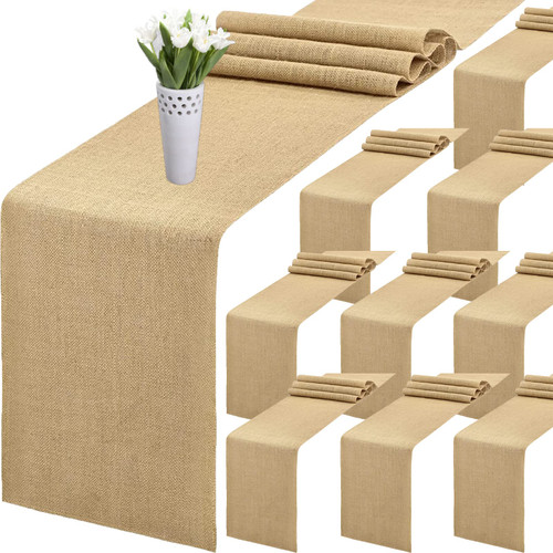 10 Pack Burlap Table Runners, Burlap Table Runner, Wedding Burlap Table Runners, Burlap Table Runners Rustic Table Runner, Farmhouse Style Party (12 x 108 Inch) 10 Pack Burlap Table Runners, Burlap Table Runner, Wedding Burlap Table Runners, Burlap Table Runners Rustic Table Runner, Farmhouse Style Party (12 x 108 Inch)