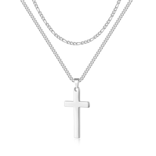 Cross Necklace for Men, Silver Cross Chain Pendant Necklaces for Men Boys Mens Cross Necklaces Chains for Men Stainless Steel Cross Necklace for Boys Men Jewelry Gifts Figaro Chain Cuban Chain 24 Inch Cross Necklace for Men, Silver Cross Chain Pendant Necklaces for Men Boys Mens Cross Necklaces Chains for Men Stainless Steel Cross Necklace for Boys Men Jewelry Gifts Figaro Chain Cuban Chain 24 Inch