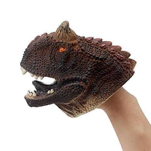 KAJA Soft Rubber Realistic Dinosaur Hand Puppets Role Play Toy for Kids and Toddlers (Carnotaurus)