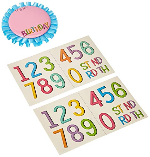 Amscan 397828 Rainbow Birthday Add-Any-Age Button - Girl, Multi