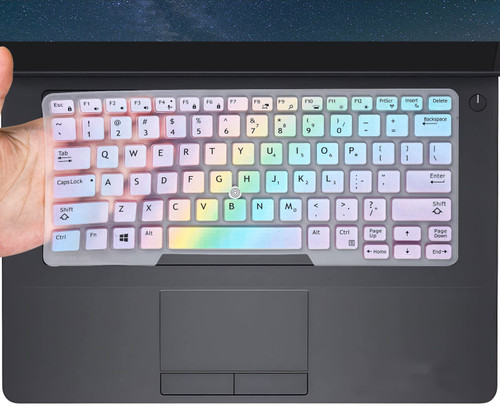 Dell Latitude Keyboard Cover for Dell Latitude E7450 E7470 E5470 E7480 E5450 5480 5490 5491 7490, Dell Latitude 3340 E3340 Silicone Keyboard Skin Protector, Rainbow (US Layout, with Pointing)