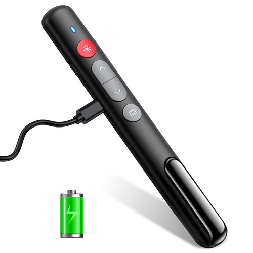 NinjajoyOX Rechargeable Presentation Clicker Wireless Presenter Remote with Hyperlink Volume Control, RF 2.4GHz PowerPoint Clicker Slider Advancer for PPT/Keynote/MAC