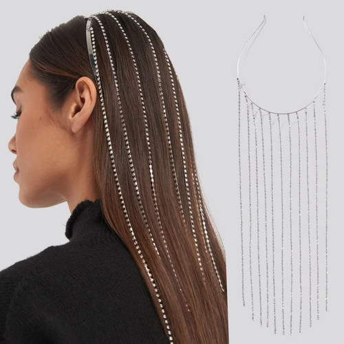 ZNBNGSN Silver Rhinestone Tassel Headband Crystal Hair Chain Bling Punk Hair Hoop Hair Extension Rhinestone Hair Jewelry Accessories for Women Girls Bridal Wedding Party Hair Decorative ZNBNGSN Silver Rhinestone Tassel Headband Crystal Hair Chain Bling Punk Hair Hoop Hair Extension Rhinestone Hair Jewelry Accessories for Women Girls Bridal Wedding Party Hair Decorative