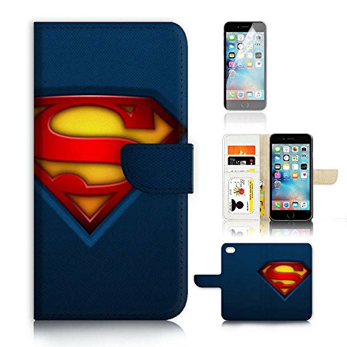 ( For iPhone 6 Plus 5.5' / iPhone 6S Plus 5.5') Flip Wallet Case Cover and Screen Protector Bundle A9113 Superman