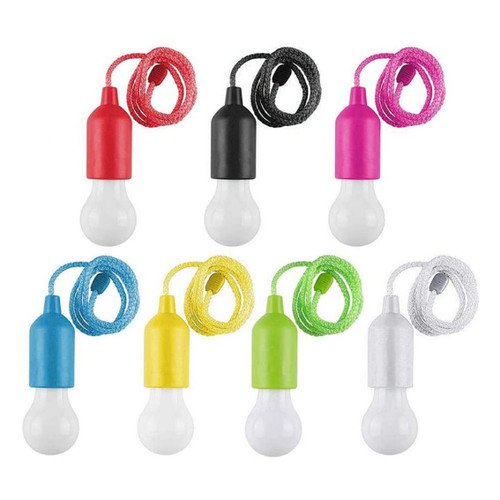 BUJIATANG LED Pull Cord Light Bulb Hanging Pull Cord Lamp Portable Bulb Light for Weddings Camping 7PCS