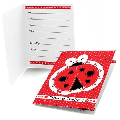 Big Dot of Happiness Modern Ladybug - Fill-In Baby Shower or Birthday Party Invitations (8 count)