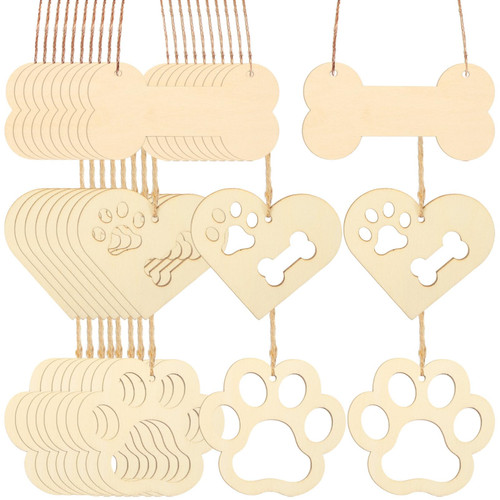VILLCASE Unfinished Wooden Dog Bone Dog Paw Cutouts, Blank Wood Slices with Rope Blank Wood Craft Cutouts Slices Ornaments for DIY Crafts Hanging Decoration VILLCASE Unfinished Wooden Dog Bone Dog Paw Cutouts, Blank Wood Slices with Rope Blank Wood Craft Cutouts Slices Ornaments for DIY Crafts Hanging Decoration