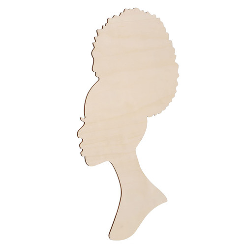 SEWACC African Girl Wooden Cutouts DIY Template Head Silhouette Mother and Child Wreath for Mothers Day Present Crafts Wall Hanging