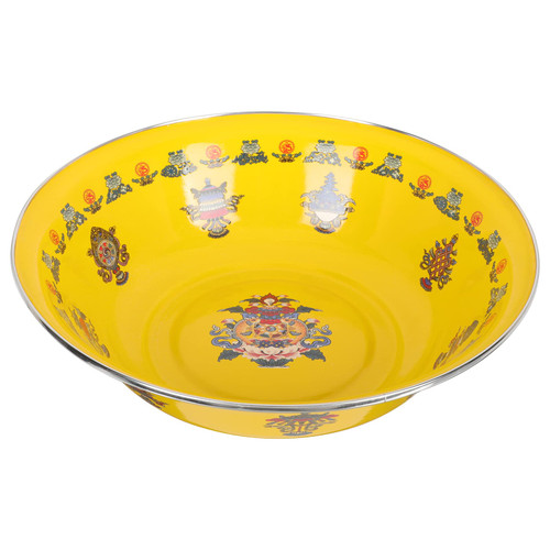 Happyyami Enamel Wash Basin Wash Basin household enamel plates vintage soup basin enamel washbasin storage basin kitchen plastic dish set gadget camping cutlery Enamelware Vintage Mixing Bowls
