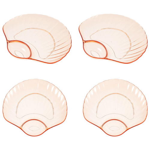 BESTOYARD 4pcs Sauce Dish Plastic Shell Shaped Dipping Bowls Seasoning Dishes Dipping Sauce Bowls Sushi Condiment Bowl Appetizer Dessert Snack Salad Plates for Sauce Ketchup