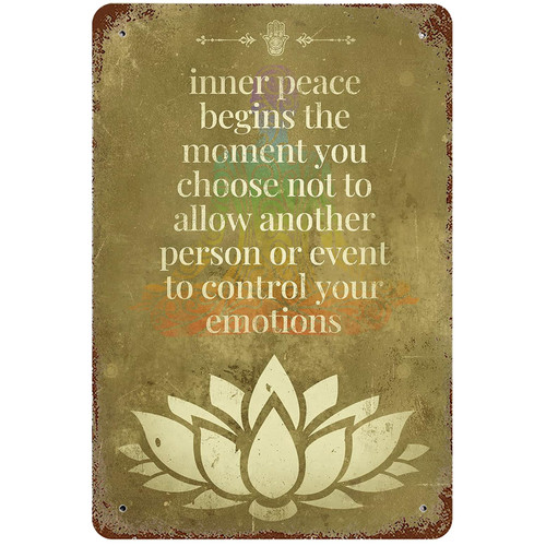 Metal Tin Sign 8"x12" Vintage Inspirational Yoga Quotes, Wall Decor Meditation Lotus Flowers Zen Poster Art for Home Living Room Bedroom Garden Garage Office Cafe Bar Pub
