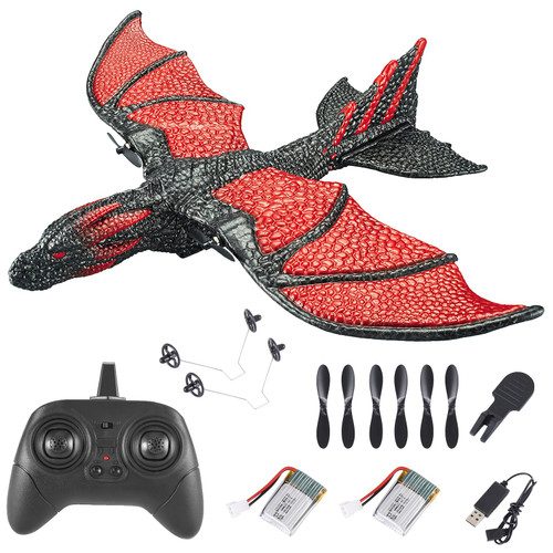 Mostop RC Plane 2.4Ghz Remote Control Airplane Flying Bird Dragon Plane with 2 Batteries & 6-Axis Gyro Stabilizer, RTF Easy to Fly RC Glider for Beginners Adults Kids Boys