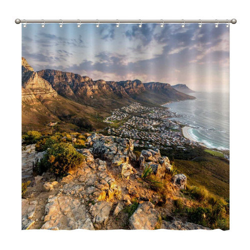 Shower Curtains Table Mountain Sunset 72 x 72 Inch Shower Curtain Set with 12 Hooks Home Bathroom Bathtubs Decor Polyester Fabric Machine Washable Durable Shower Curtains Table Mountain Sunset 72 x 72 Inch Shower Curtain Set with 12 Hooks Home Bathroom Bathtubs Decor Polyester Fabric Machine Washable Durable