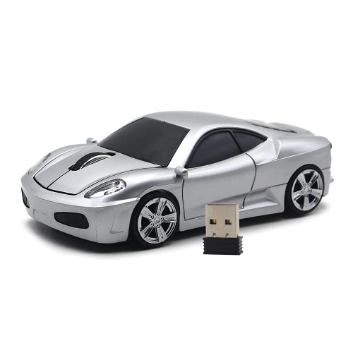 Lebedu Sport Car Shape Computer Mice 2.4ghz Wireless Mouse 1600dpi Optical Gaming Mice (Silver)