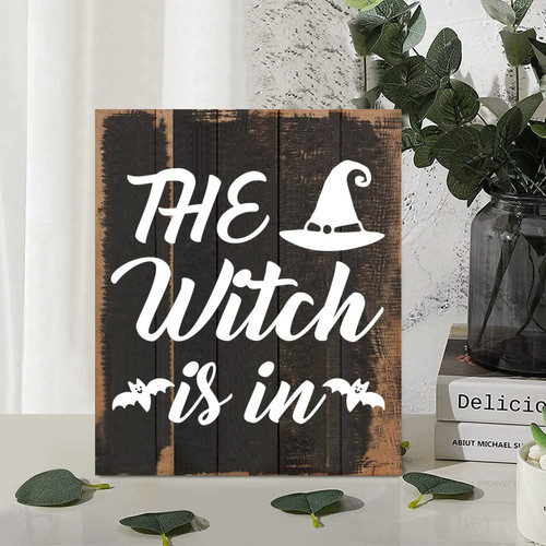 Chic Style Halloween Wood Sign Halloween Quotes the Witch is in Wooden Wall Plaque for Porch Living Room Garden Yard Kitchen Farmhouse Coffee Bar Dinning Room Decor 10x12in Chic Style Halloween Wood Sign Halloween Quotes the Witch is in Wooden Wall Plaque for Porch Living Room Garden Yard Kitchen Farmhouse Coffee Bar Dinning Room Decor 10x12in