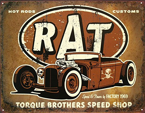Rat Hot Rods Torque Brothers Speed Shop Tin Sign 13 x 16in