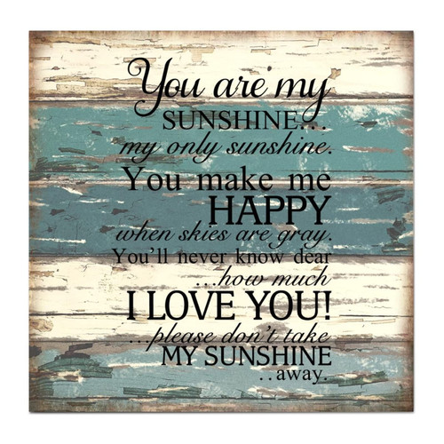 Alioyoit Vintage Rustic Chic Style 16x16in Wood Sign Phrase You Are My Sunshine Wooden Wall Art Plaque for Farmhouse Porch Living Room Garden Yard Kitchen Coffee Bar Shelf Decor