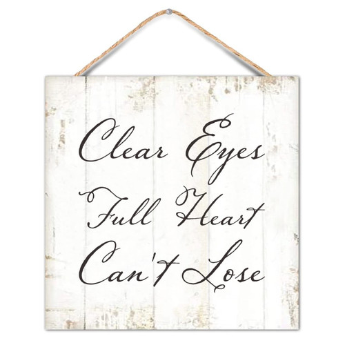 Alioyoit Vintage Style Wood Sign Phrase Clear Eyes Full Heart Can't Lose Wooden Plaque for Porch Garden Yard Living Room Farmhouse Kitchen Coffee Bar Shelf Decor 16x16in