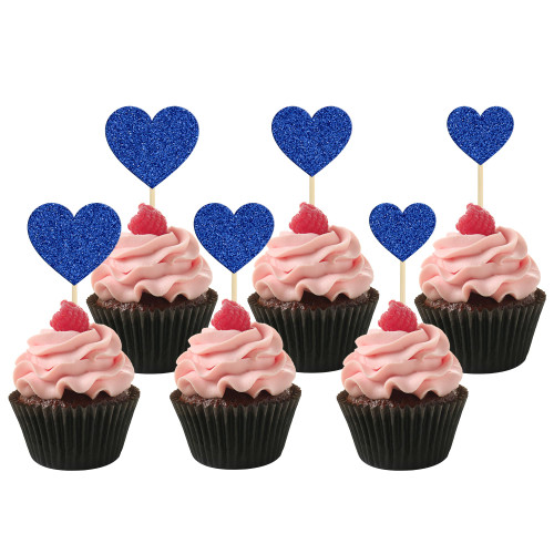 Gyufise 30Pcs Heart Cupcake Toppers Deep Blue Glitter Sweet Love Heart Cupcake Pick Decorations Valentine's Day Cake Decorations for Wedding Engagement Bridal Shower Birthday Party Supplies Gyufise 30Pcs Heart Cupcake Toppers Deep Blue Glitter Sweet Love Heart Cupcake Pick Decorations Valentine's Day Cake Decorations for Wedding Engagement Bridal Shower Birthday Party Supplies