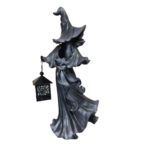 OJDXDY Cracker Barrel Witch, Ghost with Lantern, Faceless Ghost Sculpture, Witch Ghost Lamp, Hell Messenger Holding Lantern Statue Halloween Decoration Realistic Halloween Theme Props
