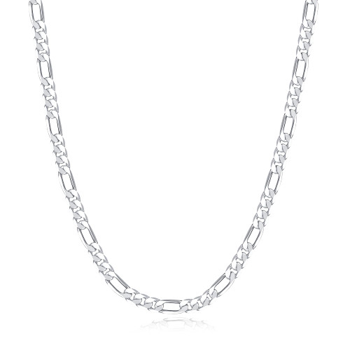 GLIVEOR Silver Chain for Men, 22 Inch Mens Sterling Silver Chain Figaro Chain for Men 4mm Mens Chains Sterling Silver Chain for Men Silver Chains for Men Silver Chain Necklace Men Gifts