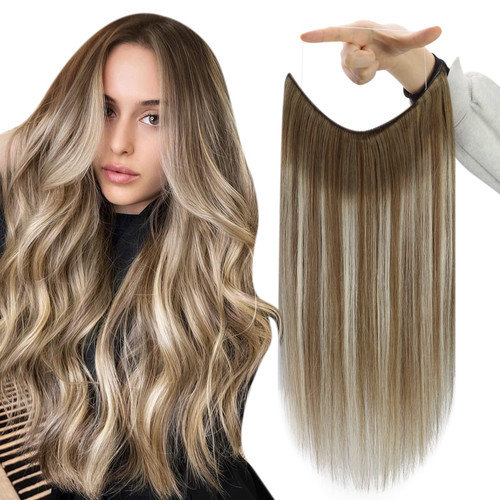 Fshine Invisible Wire Hair Extensions Brown Ombre Fishing Line Hair Extensions #6/60/6 Brown Ombre Platinum Blonde Balayage Secret Wire Hair Extensions Real Human Hair 70g 12inch Fshine Invisible Wire Hair Extensions Brown Ombre Fishing Line Hair Extensions #6/60/6 Brown Ombre Platinum Blonde Balayage Secret Wire Hair Extensions Real Human Hair 70g 12inch