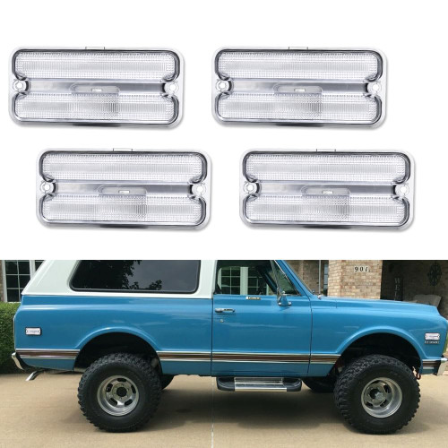 Tonsya For 1968 1969 1970 1971 1972 Chevy GMC Pickup Trucks Front/Rear Bumper Fender Side Marker Lights housing Clear Lens 4 pcs
