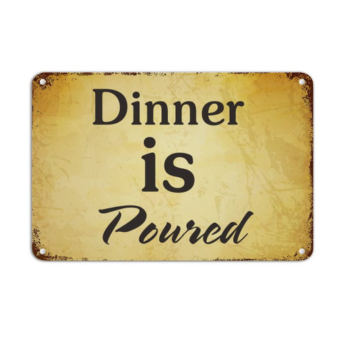 8x12in Rust Vintage Tin Signs Family Quote Dinner is Poured Aluminum Metal Tin Sign Scripture Verses Distressed Stylish Tin Signs for Door Living Room Office Home Garden Decor