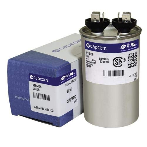 97F5066 10 uf MFD 370 Volt VAC - GE Genteq Replacement Round Run Capacitor by Capcom