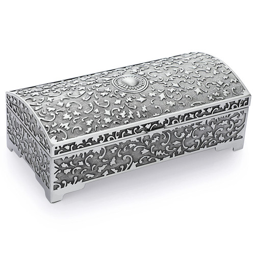 Hipiwe Vintage Metal Jewelry Box Trinket Storage Box Treasure Chest Case Ring Holder Necklace Earring Organizer Keepsake Box Wedding Birthday Gift for Girls Women, Medium