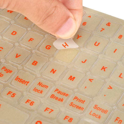 Universal English Keyboard Stickers, Computer Laptop Replacement Keyboard Stickers Transparent Background with Orange Lettering Keyboard Sticker for Laptop PC Computer Notebook Desktop Keyboards